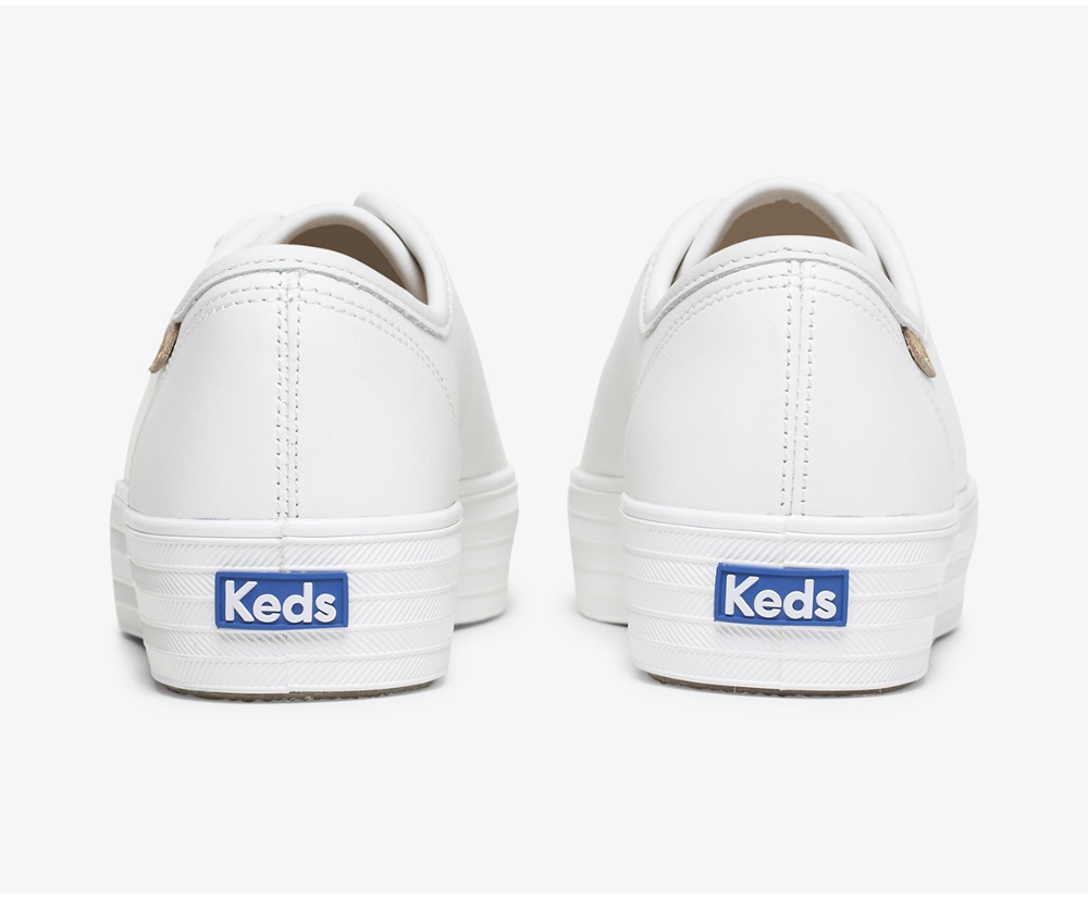 Tenis Keds Mujer Blancos - Triple Kick Luxe Cuero - 0879-SMDZQ